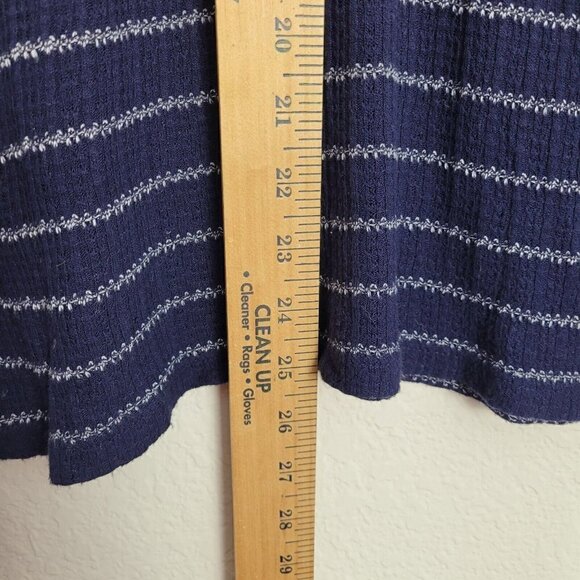 Lucky Brand Sz Small Knit Shirt Top Navy Blue White Stripes Soft Split Neck VGC - Picture 5 of 8
